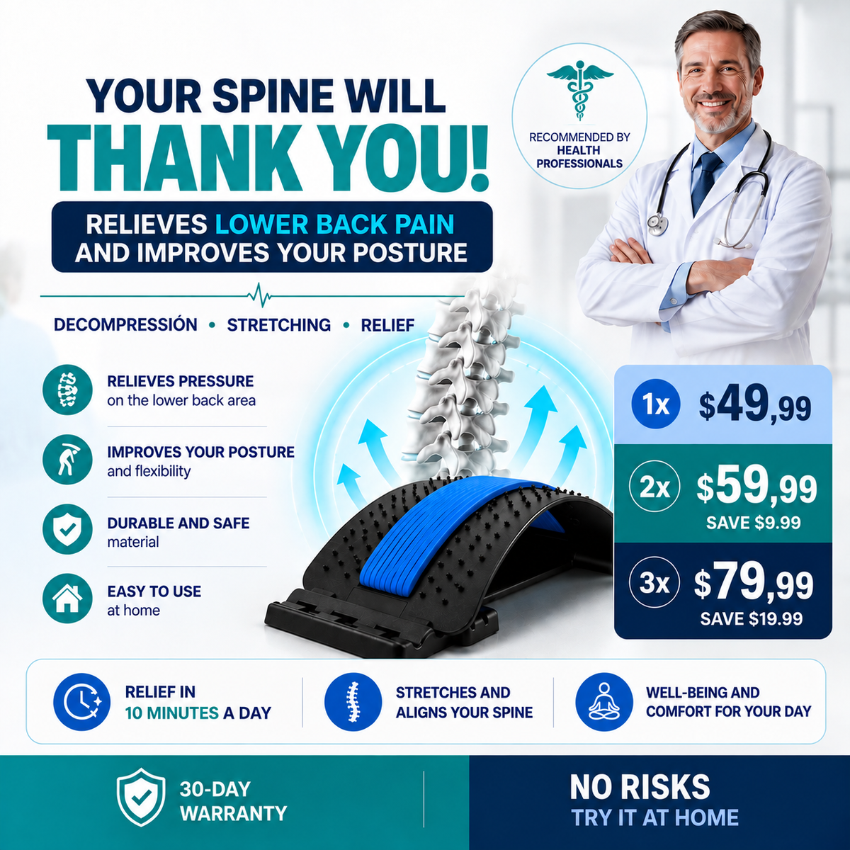 Lumbar Back Stretcher — Spinal Decompression for Lower Back Pain Relief