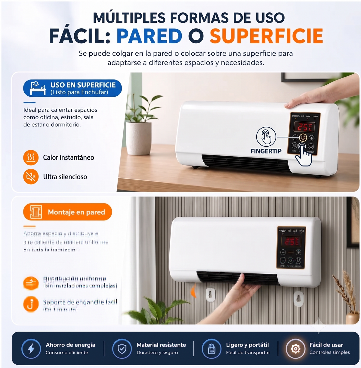 Aire Calor y Frío con Control Remoto - Fácil instalación  en 3 min