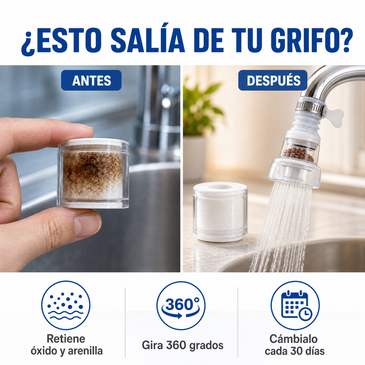 Filtro Ahorrador para Grifo con Rotación 360° — Pack x5